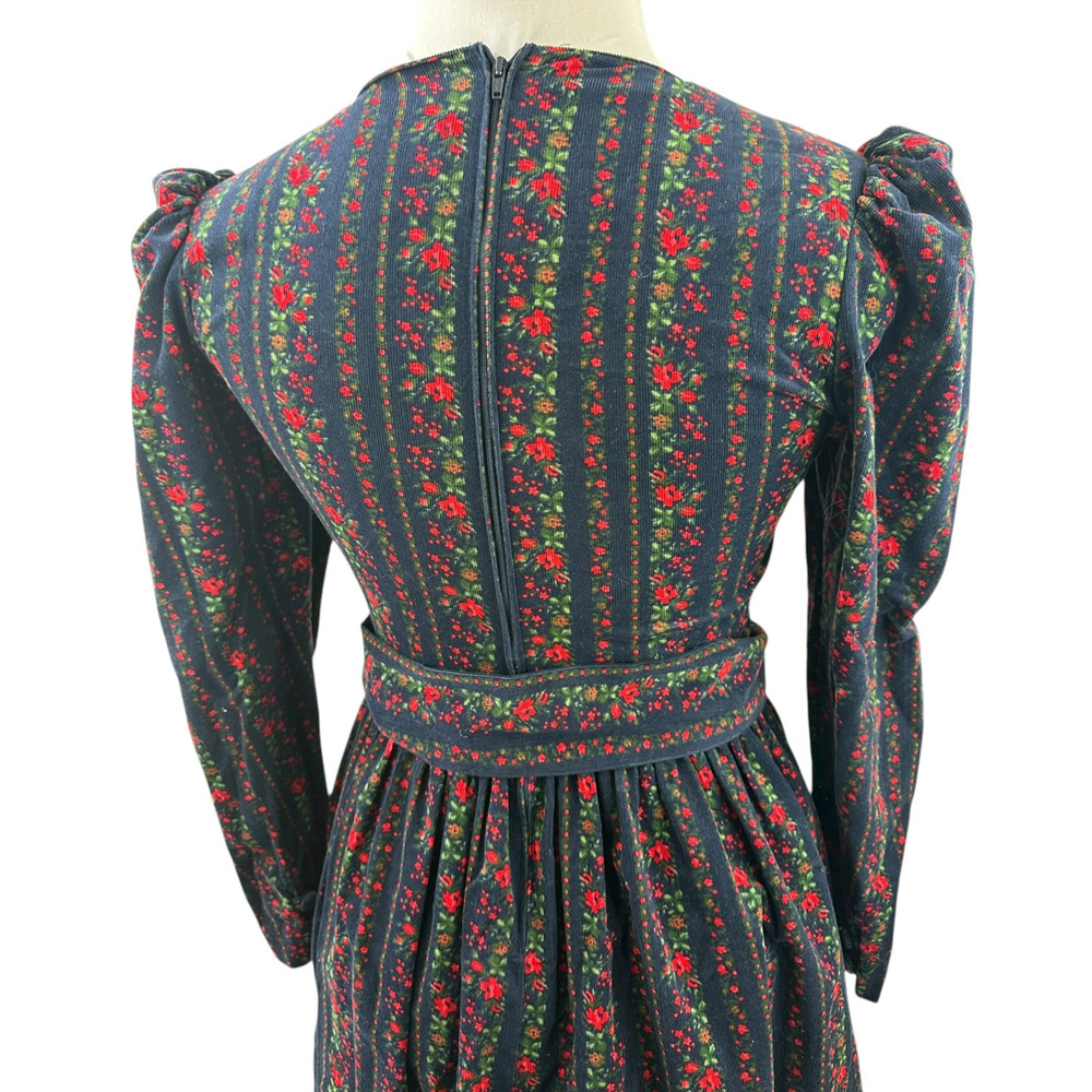 Vintage Laura Ashley Corduroy Square Neck Puff Sleeve Dress Cottagecore Prairie - Picture 10 of 16